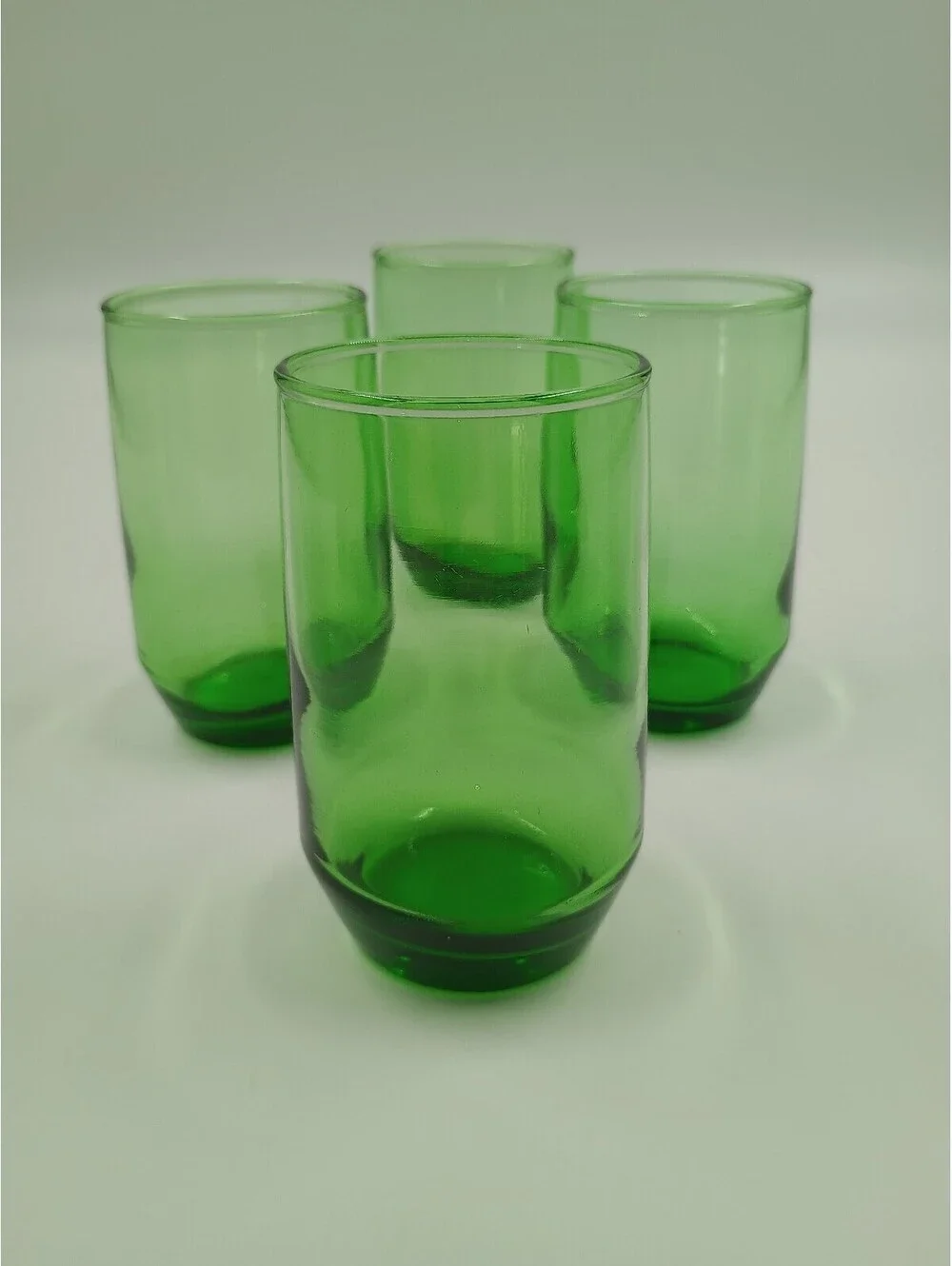 Set of 4 Vintage Green Glass Tumblers